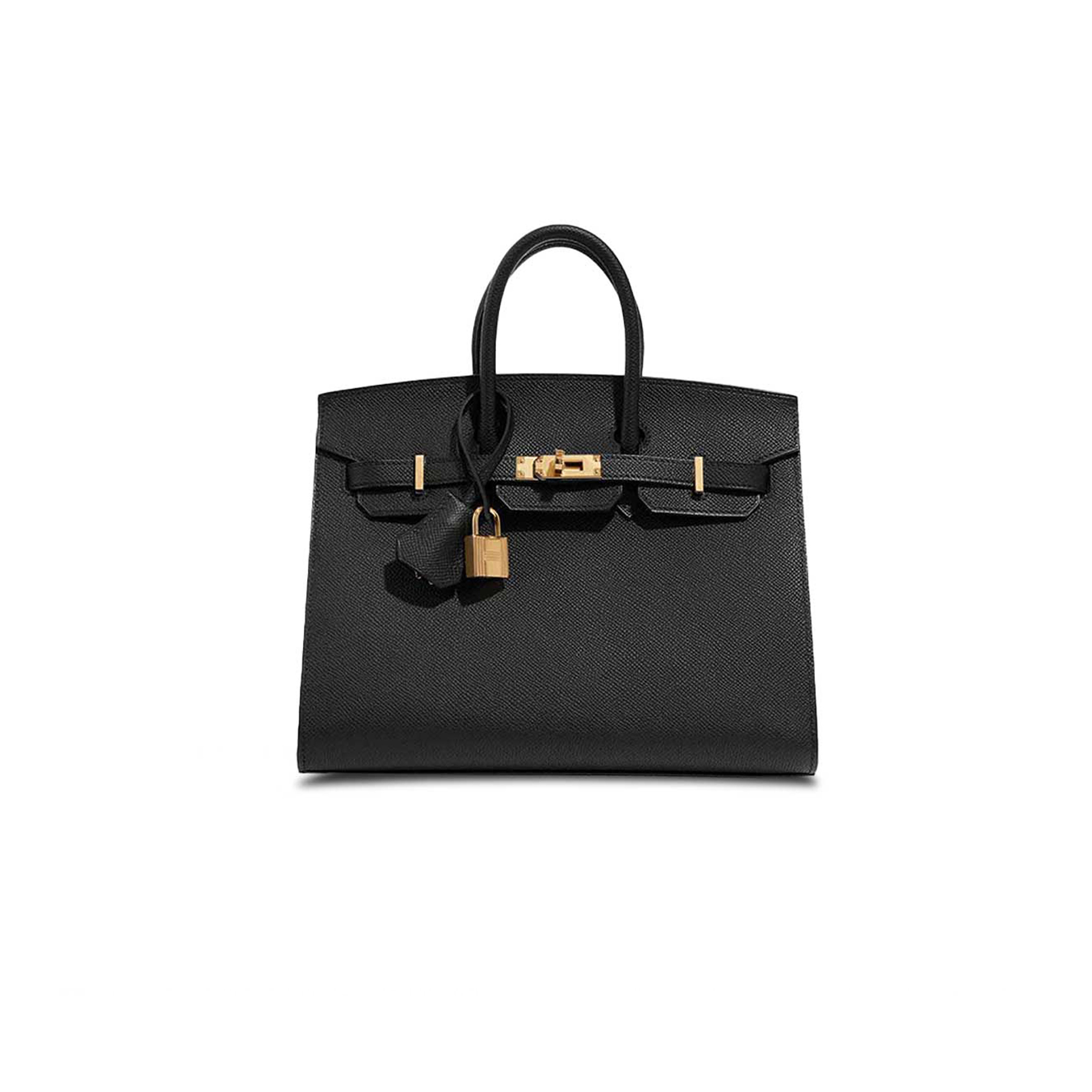 H**mes birkin 25 epsom leather black gold buckle high end bag h028369cc89 (25*20*13cm)